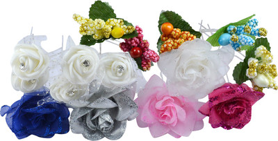 

Saamarth Impex Multicolor Juda Flower Hair Pins / Hair Juda Pins Bridal Set Of 15 pcs Bun Clip(Multicolor)