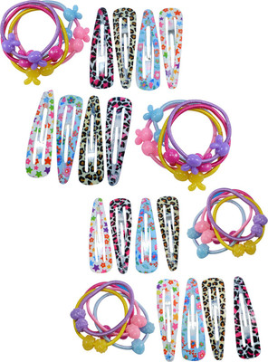

Saamarth Impex Multicolor Snap Clips With Rubber Band Hair Accessories Set 16 Clips With 20 Rubber Bands Hair Accessory Set(Multicolor)