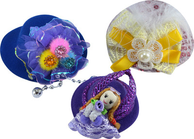 

Saamarth Impex New Style Cute Hat Shaped Flower Adornment Girls Feathered Hat Hair Clips Ladies Hair Accessories Fashion Hat Set Of 3 Hair Clip(Multicolor)