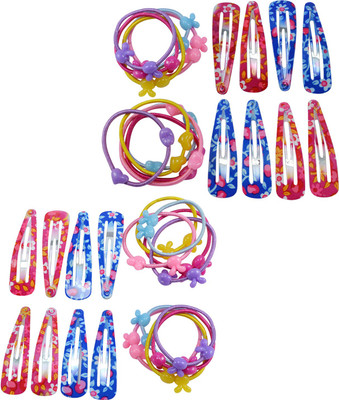 

Saamarth Impex Multicolor Snap Clips With Rubber Band Hair Accessories Set 16 Clips With 20 Rubber Bands Hair Accessory Set(Multicolor)