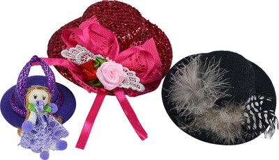 

Saamarth Impex New Style Cute Hat Shaped Flower Adornment Girls Feathered Hat Hair Clips Ladies Hair Accessories Fashion Hat Set Of 3 Hair Clip(Multicolor)