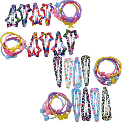 

Saamarth Impex Multicolor Snap Clips With Rubber Band Hair Accessories Set 16 Clips With 20 Rubber Bands Hair Accessory Set(Multicolor)