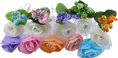 

Saamarth Impex Beauty Essentials Flower Design Hair Pin Hairpin Fringe Hairpins Juda Kata Jura Pins for Girls Set Of 15 Piece Bun Clip(Multicolor)