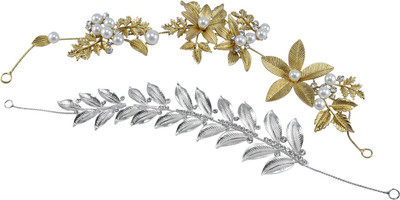 

Saamarth Impex Wedding , Party Wear Leaf Desgin Silver & Golden Color Hair Band ,Hair Accessories Set Of 2 Hair Band(Multicolor)