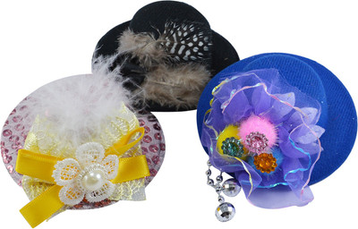 

Saamarth Impex Hat Hair Clip Feather Beads Lace Flower Cap Fascinator Fashion Party Girl Mini Hair Accessories Decor Headwear Childrens Hair Accessories Set Of 3 Hair Clip(Multicolor)
