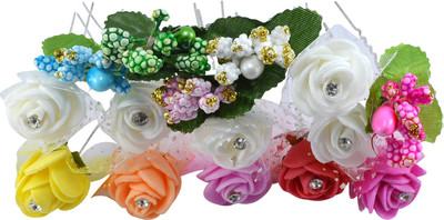 

Saamarth Impex Hair Pin White Color Flower Design Hair Bun Pin Juda Making 15 Piece Set Bun Clip(Multicolor)