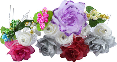 

Saamarth Impex Artificial Jewelry Flower Juda Pin Set For Women Girls Hair Accessories/For Women /Girls Set Of 15 Piece Bun Clip(Multicolor)