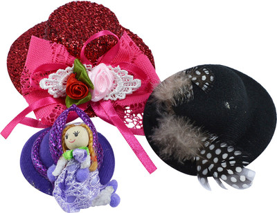 

Saamarth Impex Hat Hair Clip Feather Beads Lace Flower Cap Fascinator Fashion Party Girl Mini Hair Accessories Decor Headwear Childrens Hair Accessories Set Of 3 Hair Clip(Multicolor)