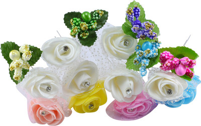 

Saamarth Impex Artificial Jewelry Flower Juda Pin Set For Women Girls Hair Accessories/For Women /Girls Set Of 15 Piece Bun Clip(Multicolor)