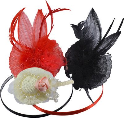 

Saamarth Impex Nylon Meshed 3 Color Flower Design Hair Buckle Hair Accessories,Hair Decor Set Of 3 Head Band(Multicolor)