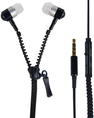 

RASU Zipper Black Earphone Compatiable with Mobile\Tablet Headphone(Black, In the Ear)