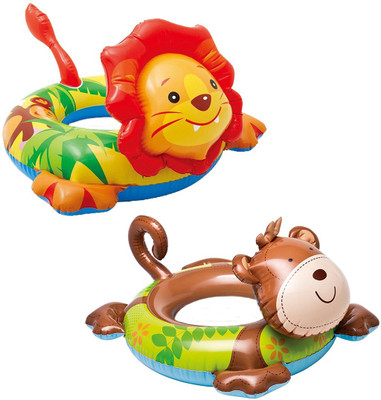 

Speoma Swimming Pool Lion and Monkey Ring Tube for Kids [combo] Inflatable Pool Accessory(Multicolor)