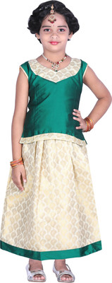JISB Girls Lehenga Choli Ethnic Wear Striped Lehenga Choli(Green, Pack of 1) JISB Girls Lehenga Choli Ethnic Wear Striped Lehenga Choli(Green, Pack of 1)
