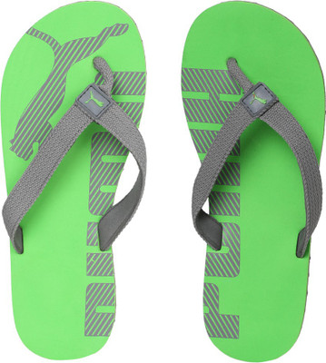 

Puma Boys & Girls Velcro Slipper Flip Flop(Grey, Quite shade-green ghecko