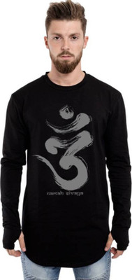 WRODSS Men Printed Straight Kurta(Black)