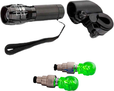 

Asraw Zoomable Super Power LED Front Light and SKULL Shaped Motion Sensor Valve Cap Light LED Front Rear Light Combo(Multicolor)