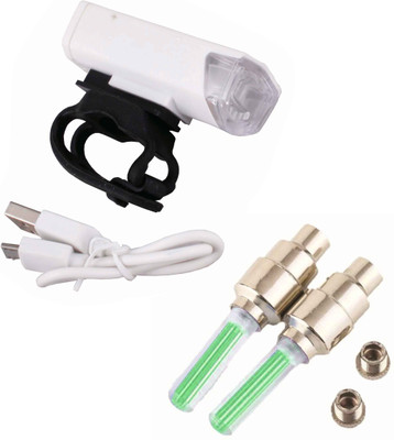 

Asraw Bicycle USB Rechargeable 300 Lumens LED Front Light and Motion Sensor Valve Cap Light LED Front Rear Light Combo(Multicolor)