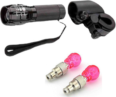 

Asraw Zoomable Super Power LED Front Light and SKULL Shaped Motion Sensor Valve Cap Light LED Front Rear Light Combo(Multicolor)