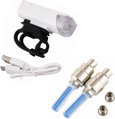 

Asraw Bicycle USB Rechargeable 300 Lumens LED Front Light and Motion Sensor Valve Cap Light LED Front Rear Light Combo(Multicolor)