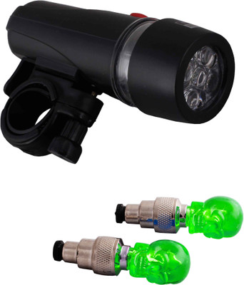

Asraw Power Beam LED Front Light and SKULL Shaped Motion Sensor Valve Cap Light LED Front Rear Light Combo(Multicolor)