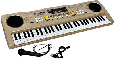 

Toykart Piano Keyboard Toy Recording, LED Display and Mic for Kids(Black)