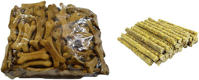 

Foodie Puppies Dog Treat Combo - Chew Sticks Chicken (1Kg) + Happi Dog Biscuits (1Kg) Chicken 2 kg Dry Dog Food(Pack of 2)