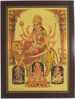 

R S Exports Goddess Durga Photo Frame (34 cm x 26 cm x 1.5 cm) / durgai parvati parvathy / God Gods and Goddess Religious Frame