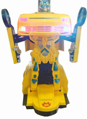 Fabofly Deformation Car - Converts Car into Robot & Robot into Car (Bump & Go with Music & Lights)(Yellow)