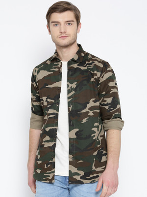 Shaftesbury London Men Printed Formal Green Shirt