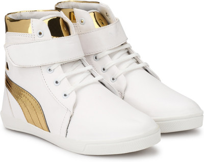 

Alex Martin High Top Sneakers For Men(White, Gold