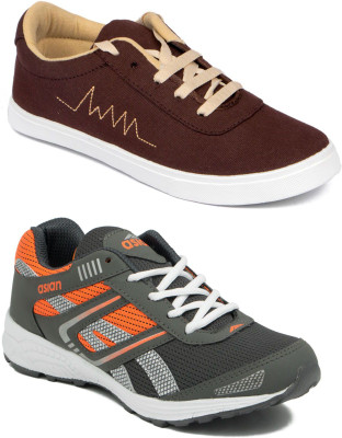 

Asian Men Casual & Running Shoes Combo Pack of 2 Canvas Shoes For Men(Brown, Multicolor