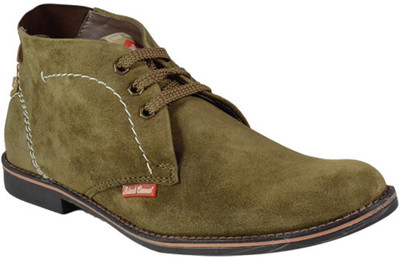

MarcoUno MarcoUno Green Leather Boots Casuals For Men(Olive