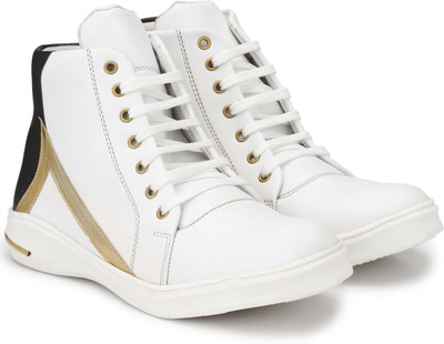 

Alex Martin High Top Casuals For Men(White, Gold, Black