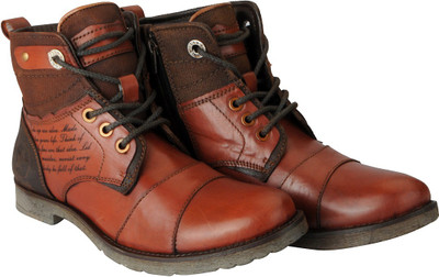 

FAUSTO High Ankle Leather Boots For Men(Tan