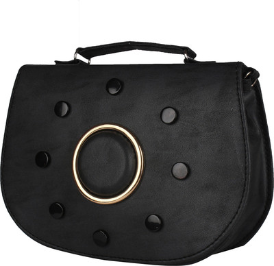 

JVoutfits Women Casual Black Leatherette Sling Bag