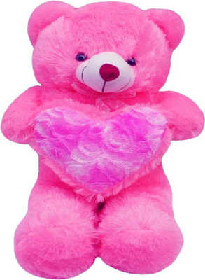 

Fun & Joy Well Furnished & Cute Smily Soft Teddy Bear With Heart - 70 cm(Pink)