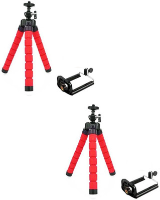 

ReTrack SET OF 2PC 7Inch Flexible Sponge Tripod-Bracket Stand Phone Holder For GoPro Camera /smartphone/dslr camera Tripod(Red, Supports Up to 500 g)