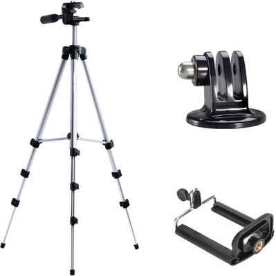 

ReTrack 3Way Head Adjustable Aluminum With Bracket and GoPro-Bracket Tripod(Black, Supports Up to 1000 g)