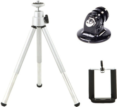 

ReTrack Adjustable Mini Mobile Phone Camera Stand With Bracket and GoPro-Bracket Tripod(Silver, Supports Up to 500 g)