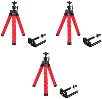

ReTrack SET OF 3PC 7Inch Flexible Sponge Tripod-Bracket Stand Phone Holder For GoPro Camera /smartphone/dslr camera Tripod(Red, Supports Up to 500 g)