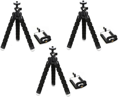 

ReTrack SET OF 3PC 7Inch Flexible Sponge Tripod-Bracket Stand Phone Holder For GoPro Camera /smartphone/dslr camera Tripod(Black, Supports Up to 500 g)
