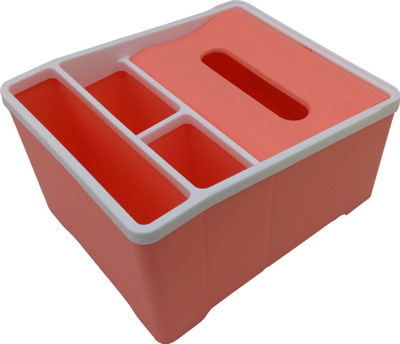 

Insasta Multipurpose Cosmetic Storage Box Organizer With Tissue Paper Holder-KQ-2032 Store your Cosmetics,Stationary, Remote Control, Mobile,etc Vanity Box(Peach)