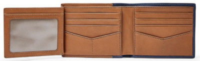 

Lusso Pelle Men Tan, Blue Canvas Wallet(12 Card Slots), Blue;tan