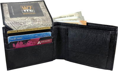 WENZEST Boys Black Artificial Leather Wallet(5 Card Slots)