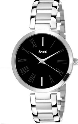 

Rage Enterprise New Designer Steel Silver Belt Black Dial Fancy Women Watch - For Girls
