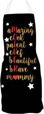 GIFTSMATE Polyester Chef's Apron - Free Size(Black, Single Piece)