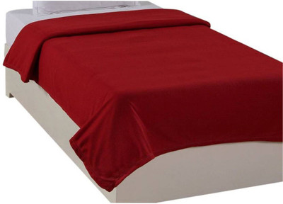 G S COLLECTIONS Solid Single Fleece Blanket for  AC Room(Polyester, Maroon)