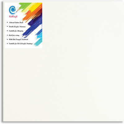 

KetKraft White Canvas Panel Combo Pack Linen Acid Free Primed Canvas Board (Set of 4)(White)