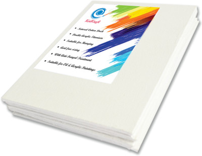 

KetKraft White Canvas Panel Combo Pack Linen Acid Free Primed Canvas Board (Set of 8)(White)