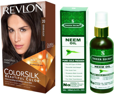 

Revlon BROWN BLACK 20 with SHEER SECRET COLD PRESSED NEEM OIL 100ML(Set of 2)